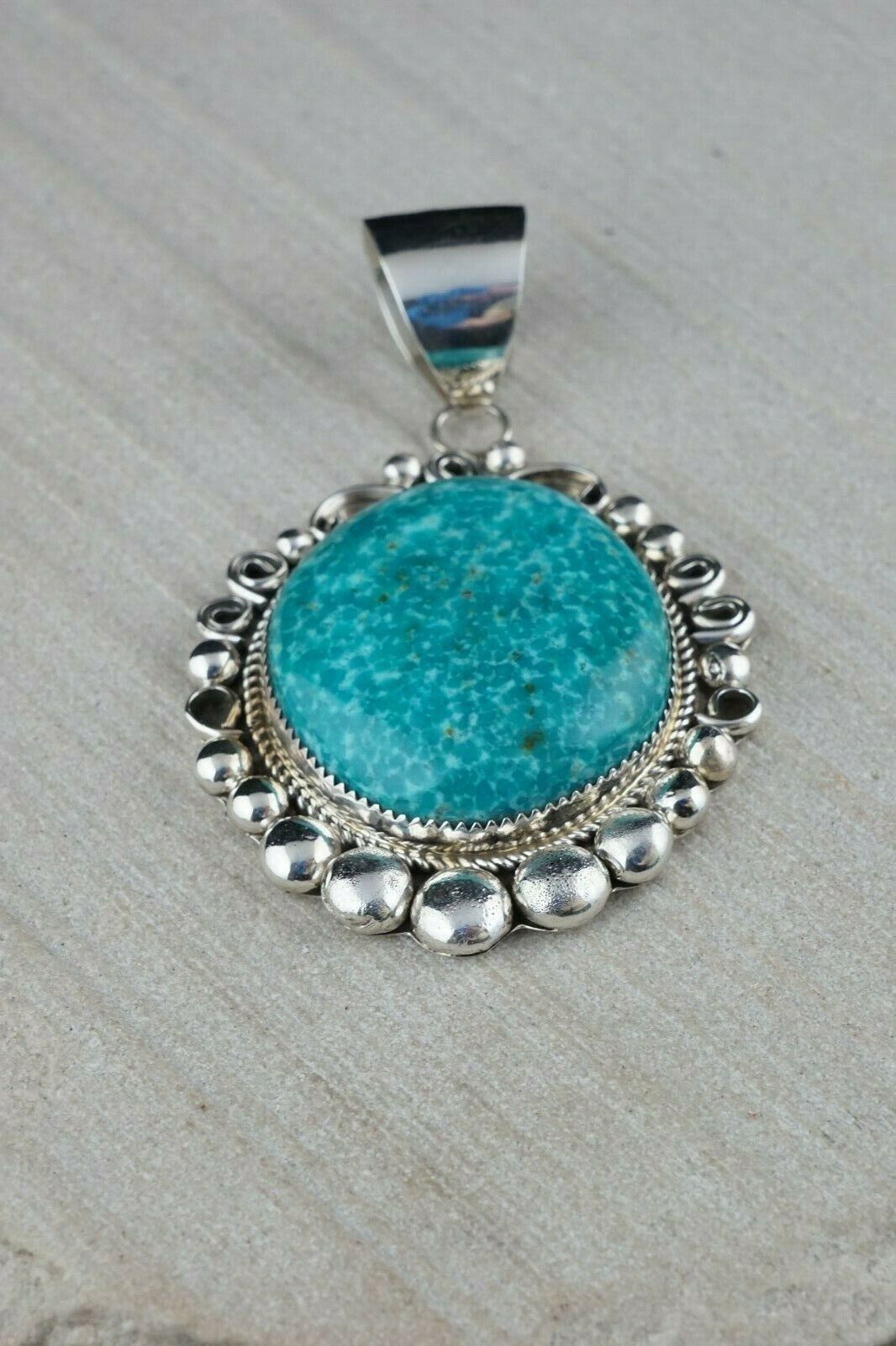 Turquoise and Sterling Silver Pendant - Leslie Nez - Navajo - High Lonesome Trading