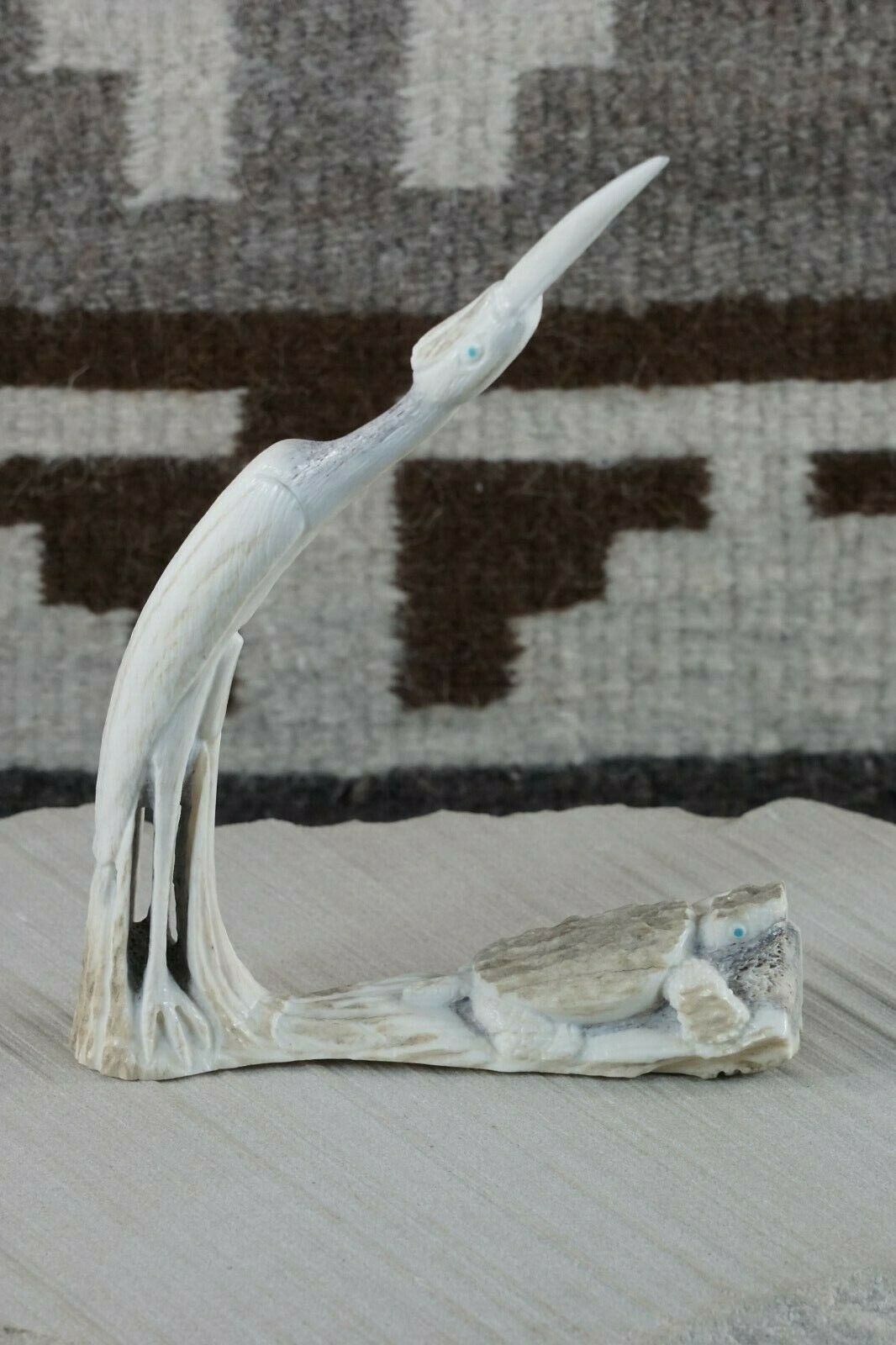Crane Zuni Fetish Carving - Maxx Laate - High Lonesome Trading