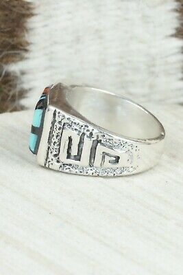Turquoise & Sterling Silver Ring - Leslie & Gladys Lamy - Size 10.75