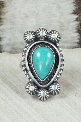 Turquoise & Sterling Silver Ring - Andrew Vandever - Size 5.5