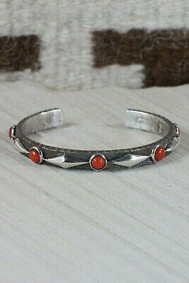 Navajo Coral and Sterling Silver Bracelet - Ernest Rangel - High Lonesome Trading