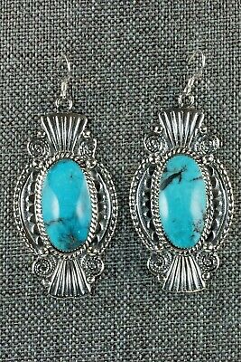 Navajo Turquoise & Sterling Silver Earrings - Irvin Tsosie - High Lonesome Trading