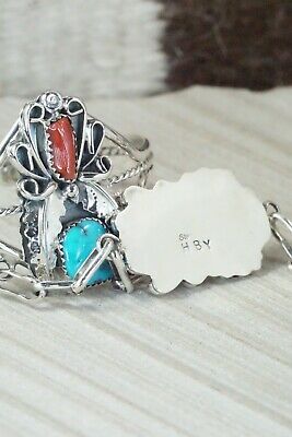Turquoise & Coral Bracelet and Ring - Harry B. Yazzie