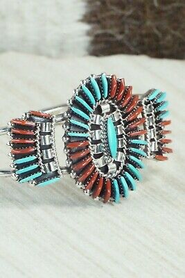 Coral, Turquoise & Sterling Silver Bracelet - Edmund Cooeyate