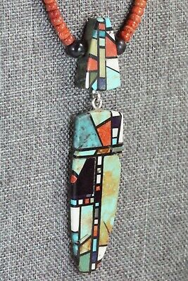 Coral, Turquoise & Sterling Silver Necklace - Chris Nieto
