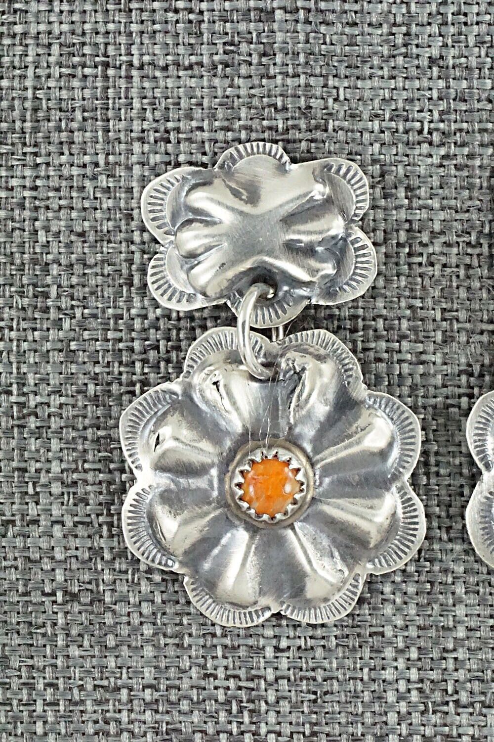Spiny Oyster & Sterling Silver Earrings - Joan Begay