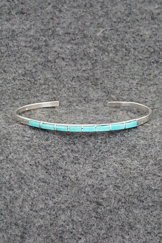 Turquoise & Sterling Silver Inlay Bracelet - Jeanette Chavez