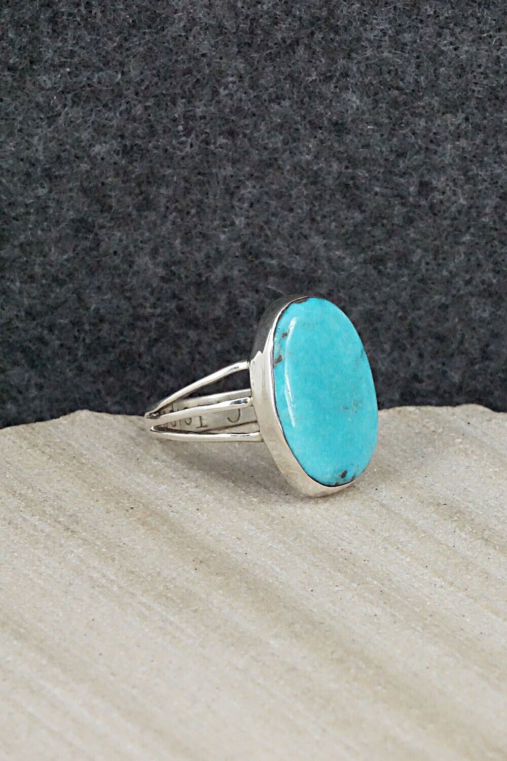 Turquoise & Sterling Silver Ring - Carlos Tsipa - Size 6.5