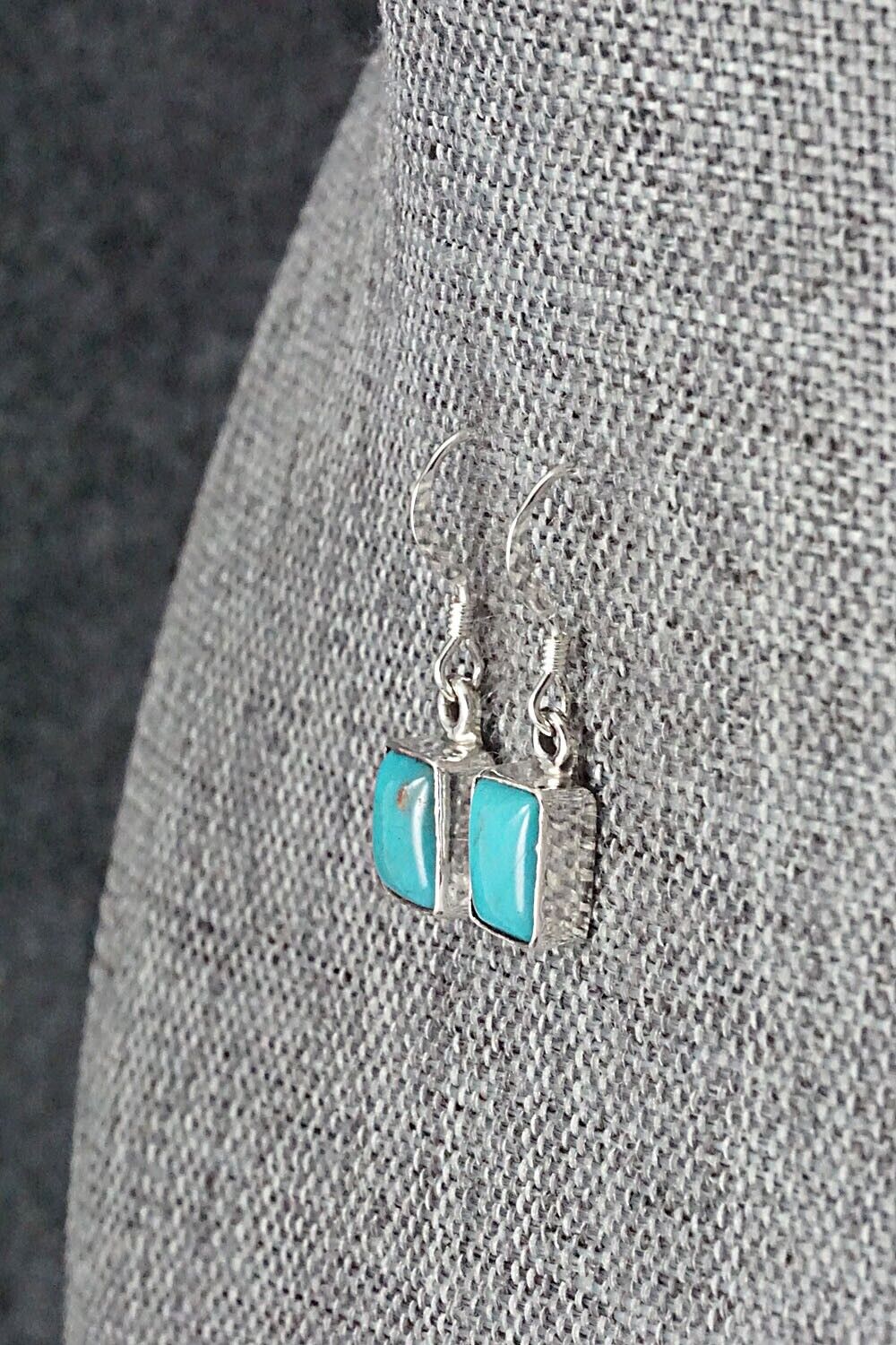 Turquoise & Sterling Silver Earrings - Lee Shorty