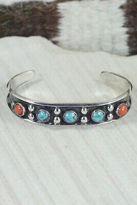 Turquoise, Coral & Sterling Silver Bracelet - Paul Largo
