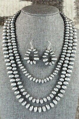 Sterling Silver Navajo Pearl Necklace & Earrings - Tonisha Haley - High Lonesome Trading