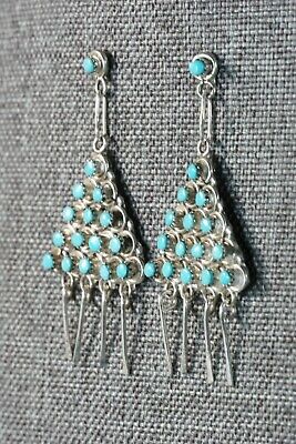 Zuni Turquoise & Sterling Silver Earrings - Arlene Quam - High Lonesome Trading