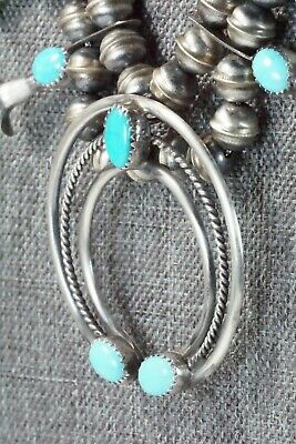Turquoise & Sterling Silver Squash Blossom and Earrings - Leon Kirlie