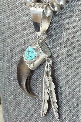 Turquoise, Sterling Silver Pendant & Navajo Pearl Necklace - Ernest Hawthorne