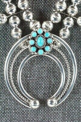 Turquoise & Sterling Silver Squash Blossom & Earrings - Leon Kirlie - High Lonesome Trading