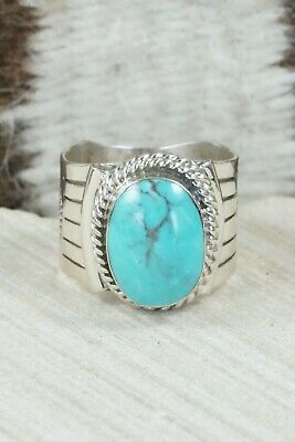 Turquoise and Sterling Silver Ring - Bucky Belin - Size 12