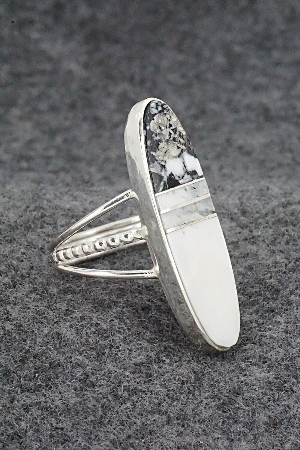 White Buffalo & Sterling Silver Ring - Harold Smith - Size 8