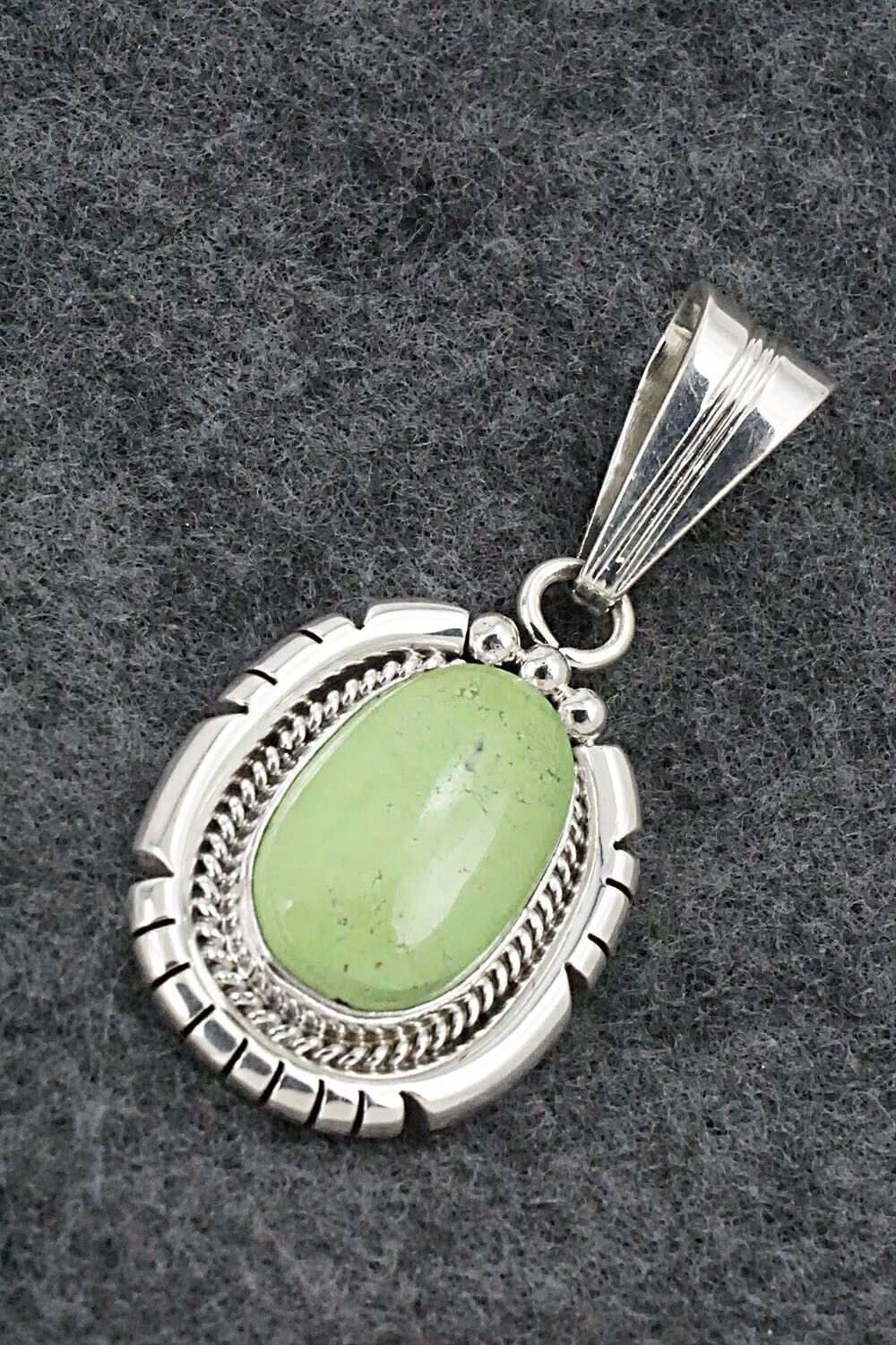 Gaspeite & Sterling Silver Pendant - Samuel Yellowhair