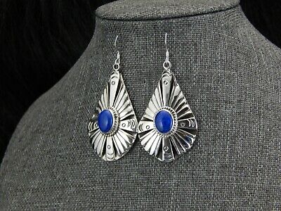 Navajo Sterling Silver & Lapis Earrings - Henry Attakai - High Lonesome Trading