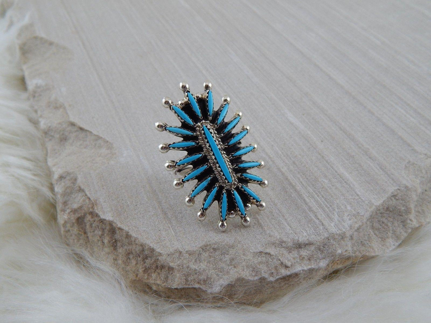 Zuni Sterling Silver & Turquoise Bracelet & Ring - Gerald Etsate - High Lonesome Trading