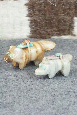 Wolf & Bear Zuni Fetish Carving - Taylor Gia - High Lonesome Trading