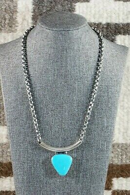 Navajo Turquoise & Sterling Silver Necklace - Raymond Delgarito - High Lonesome Trading
