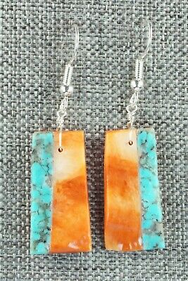 Spiny Oyster, Turquoise & Sterling Silver Earrings - Santo Domingo