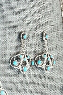 Turquoise & Sterling Silver Necklace and Earrings Set - Murray Tsatie