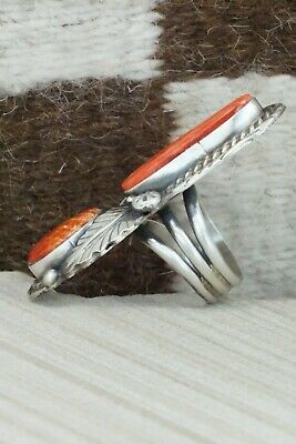 Spiny Oyster & Sterling Silver Ring - Betta Lee - Size 8