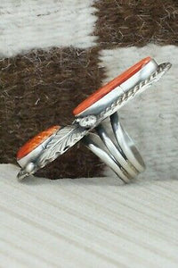 Spiny Oyster & Sterling Silver Ring - Betta Lee - Size 8