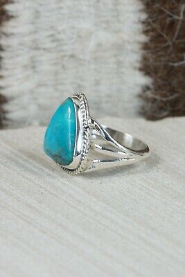 Navajo Turquoise & Sterling Silver Ring - Grace Kenneth - Size 8.5
