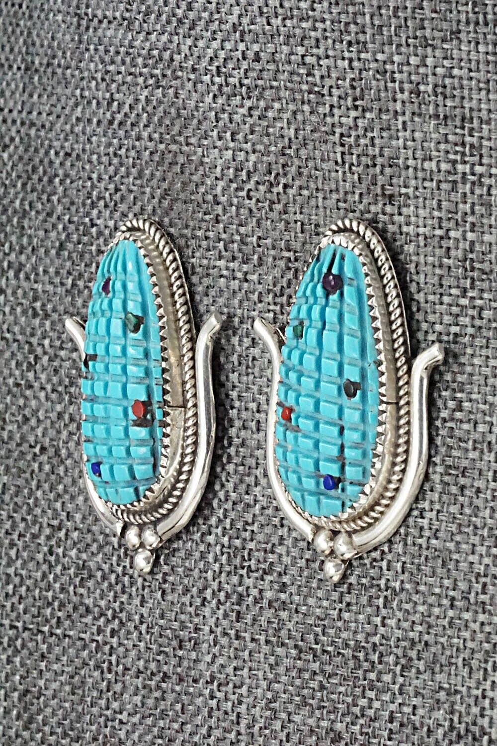 Turquoise & Sterling Silver Earrings - Tracy Bowekity