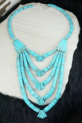Turquoise & Sterling Silver Necklace - Lupe Lovato