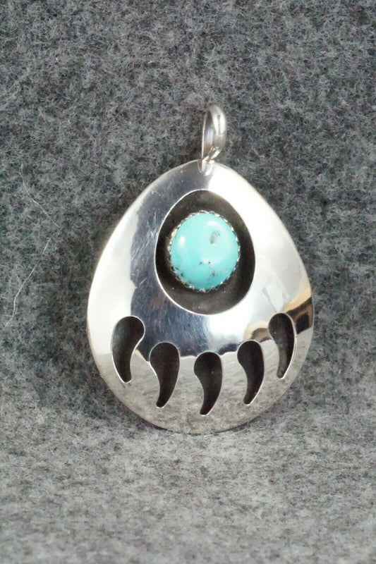 Turquoise & Sterling Silver Pendant - Virginia Long