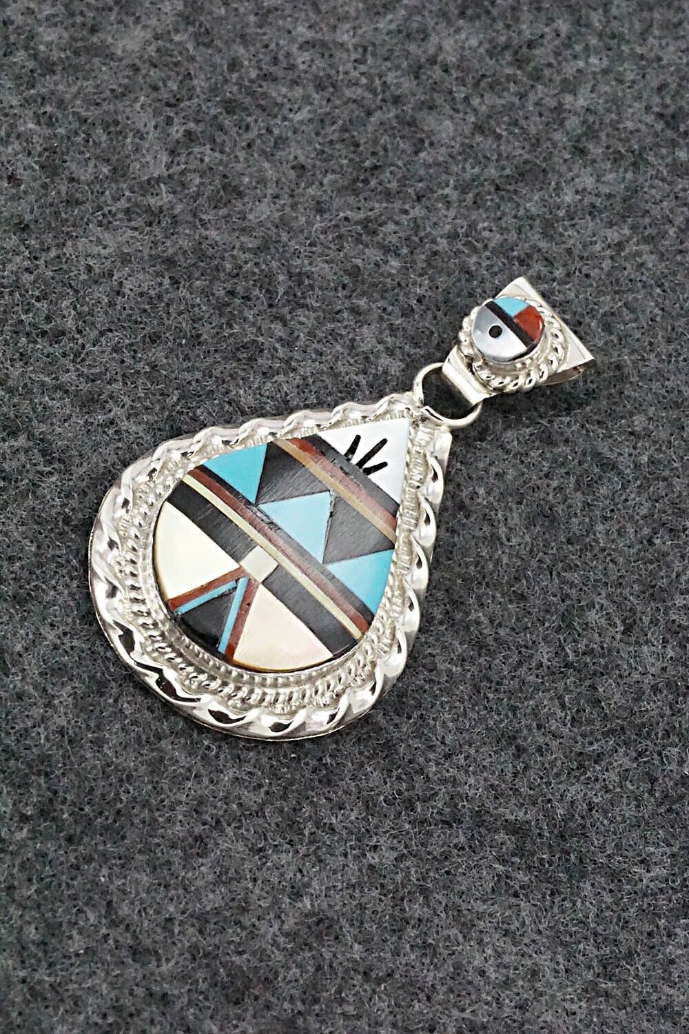 Multi Stone & Sterling Silver Pendant - Lynette Yuselew