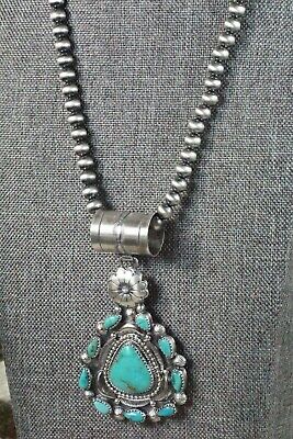 Turquoise Pendant & Sterling Silver Necklace - Tom Lewis