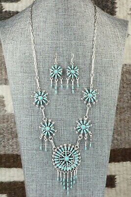 Turquoise & Sterling Silver Necklace and Earrings Set - Keith Leekity