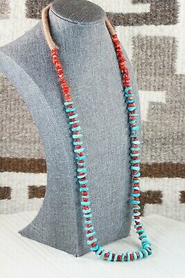 Navajo Turquoise & Coral Necklace - Rita Begay