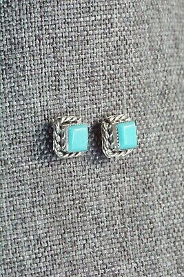 Turquoise and Sterling Silver Earrings - Geneva Chuyate - High Lonesome Trading