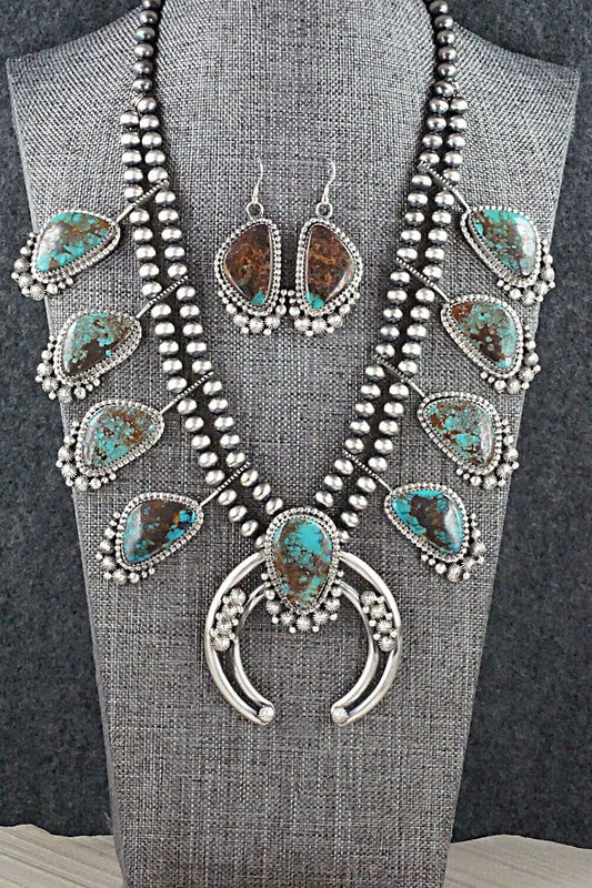 Turquoise & Sterling Silver Squash Blossom Set - Tom Lewis