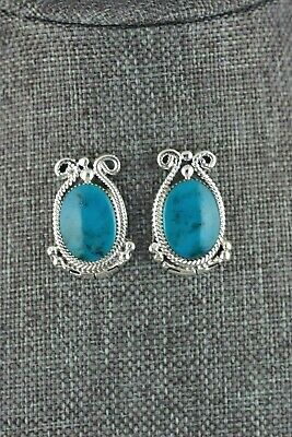 Navajo Turquoise and Sterling Silver Earrings - Sadie Jim - High Lonesome Trading