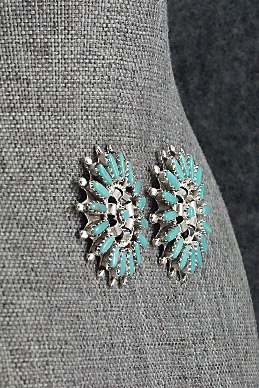 Turquoise & Sterling Silver Earrings - Nathaniel Nez