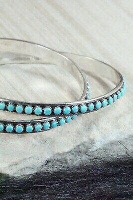 Turquoise & Sterling Silver Hoop Earrings - Lois Tzuni - High Lonesome Trading