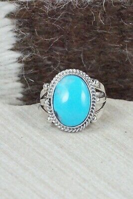 Turquoise & Sterling Silver Ring - Genevieve Frank - Size 7.5