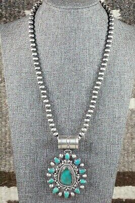 Turquoise Pendant & Sterling Silver Necklace - Tom Lewis