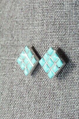 Turquoise & Sterling Silver Earrings - Charles Malani - High Lonesome Trading