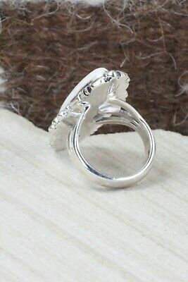 White Buffalo & Sterling Silver Ring - Daniel Benally - Size 5.5