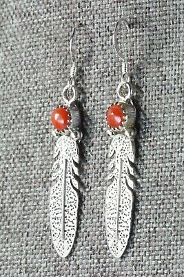 Coral & Sterling Silver Earrings - Rita Largo