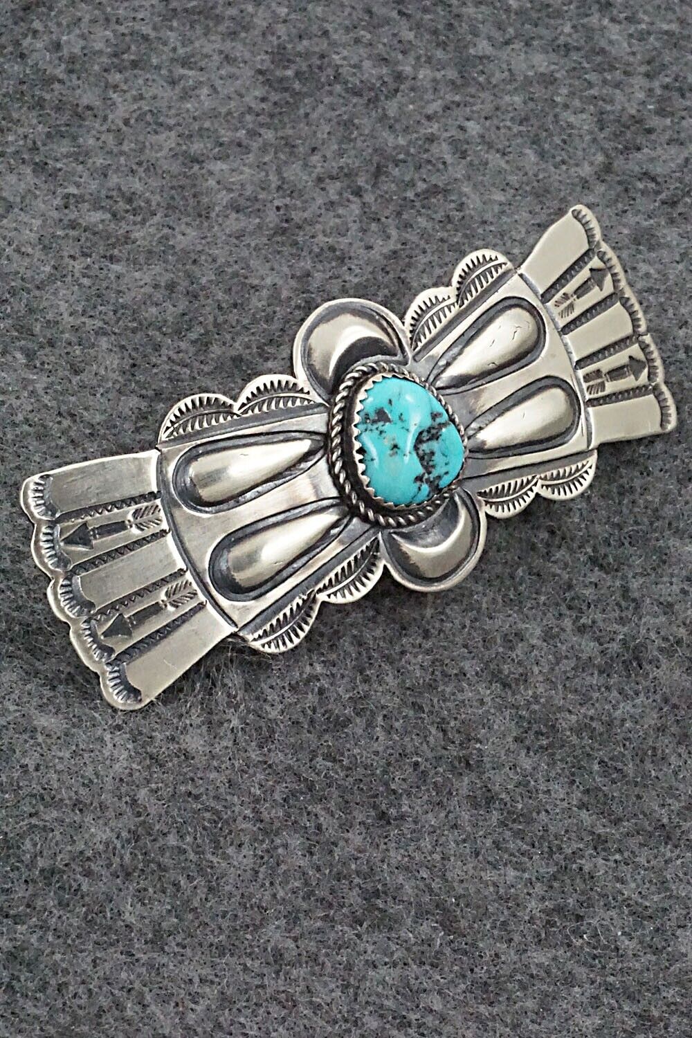 Turquoise & Sterling Silver Hair Barrette - Martha Cayatineto