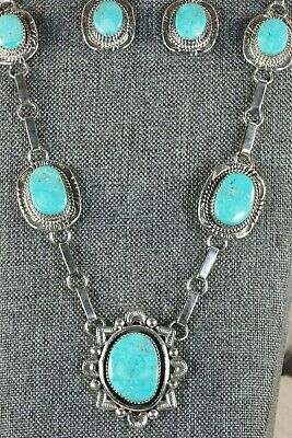 Navajo Turquoise & Sterling Silver Necklace and Earrings - Will Denetdale - High Lonesome Trading